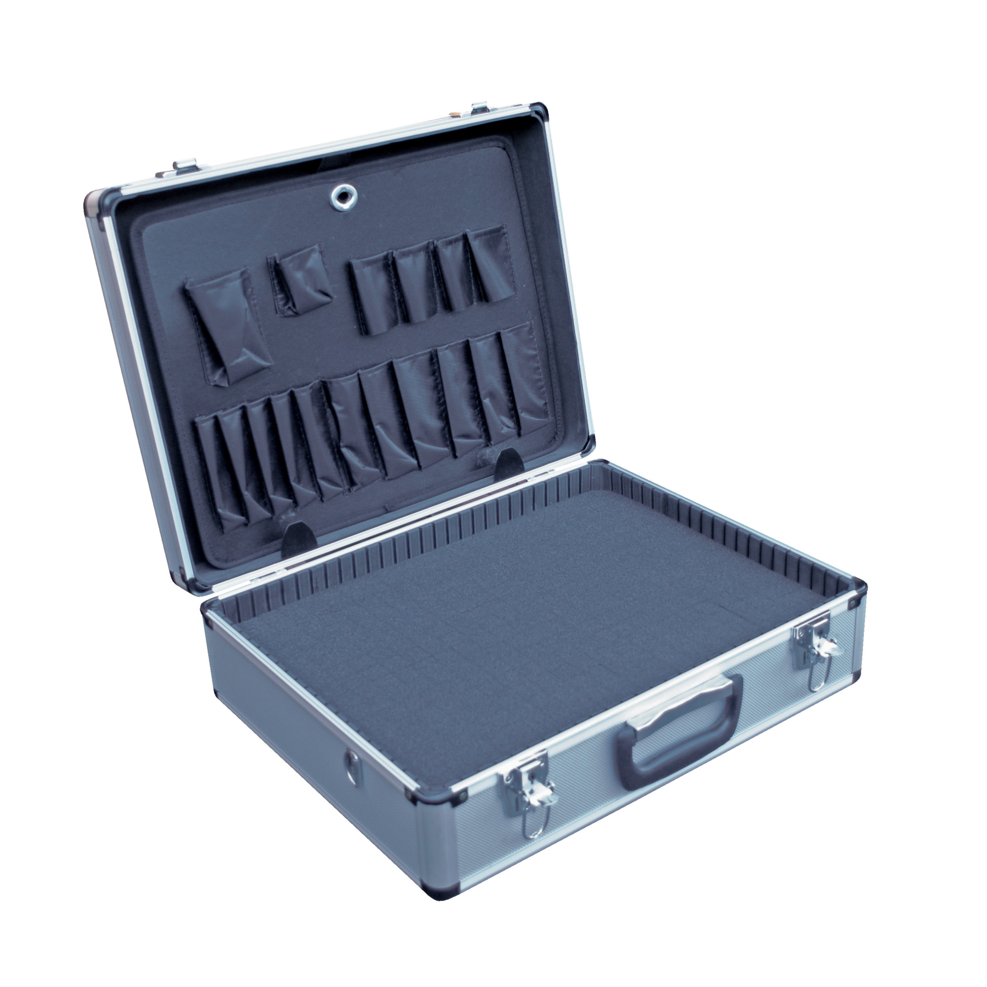 Vestil Aluminum Carrying Case - 18in. x 14in. x 6in., Perforated Foam Insert, Lockable, Model# CASE-1814-FM